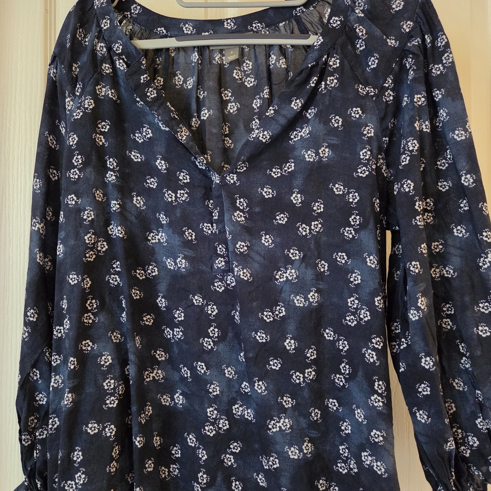 Style & Co. Navy Blue Floral Blouse